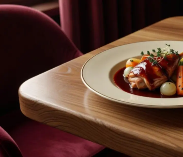 Plat signature raffiné servi dans l’ambiance feutrée du restaurant Dorellia proche des tables de poker