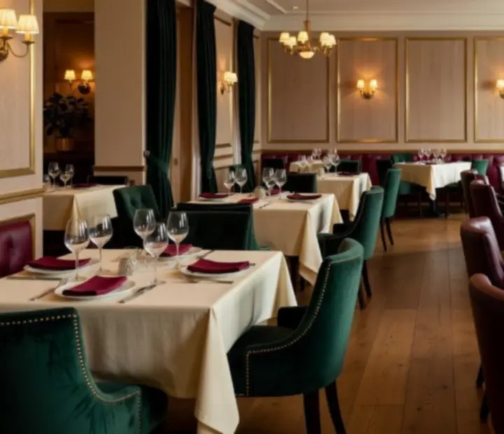 Table de restaurant élégante attenante à un salon de cartes pour une soirée poker privée