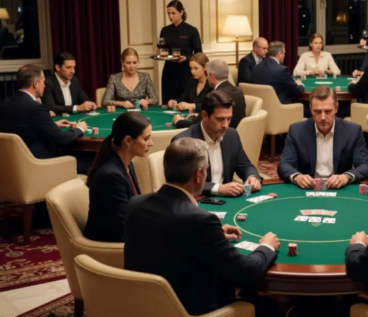 Soirée poker organisée autour de tables de poker dédiées chez Dorellia